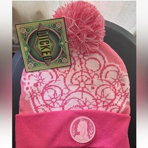 Wicked Glinda Pink Knit Beanie with Pom-Pom